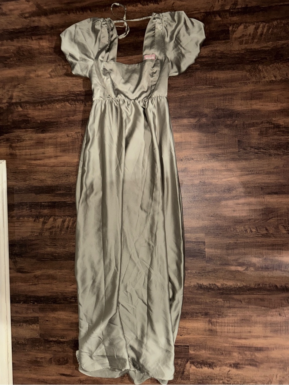 Show Me Your MuMu Sage Green, SatinPuff-Sleeve Maxi Dress